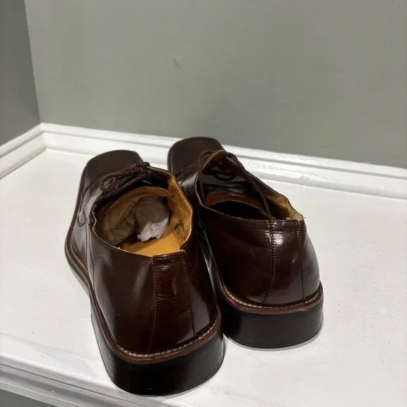 Zota Men's Brown Leather Square Toe Square Heel Dress Shoes-size 10.5 - Picture 4 of 6